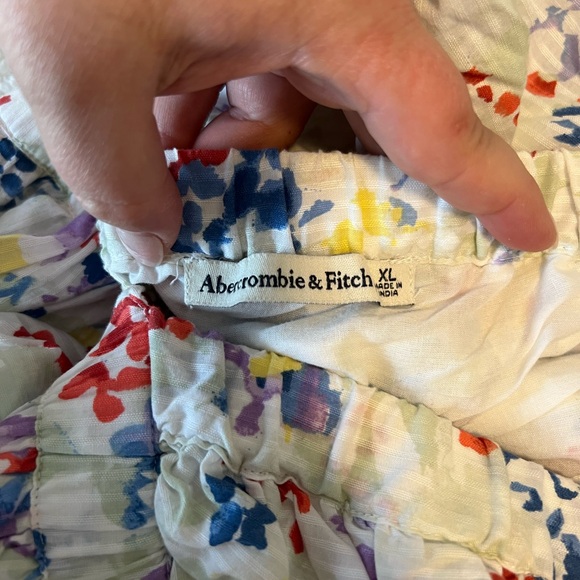 Abercrombie & Fitch Pink and Blue Puff Sleeve Midi Sundress - Picture 3 of 3